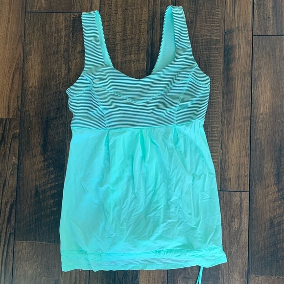 lululemon athletica Tops - Lululemon striped athletic light green tank top
